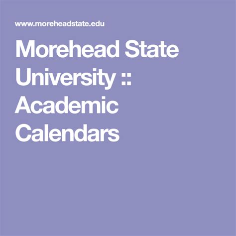 Morehead State University Academic Calendar